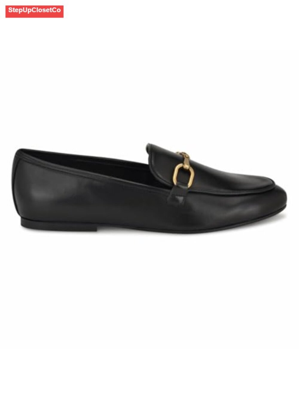 Nine West Brayci Faux Leather Slip-On Loafers with Horsebit Detail Almond Toe